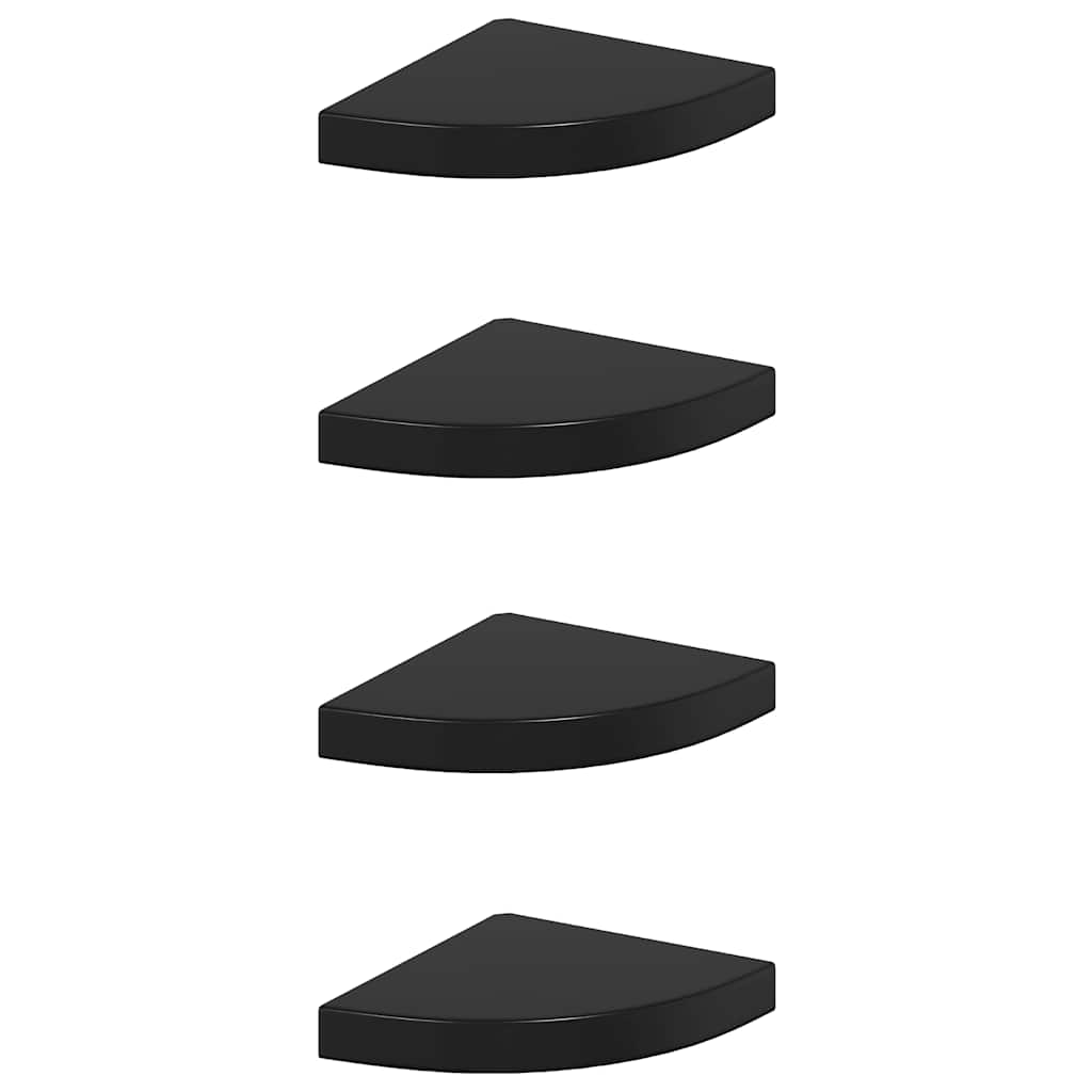 Flytende vegghyller 4 stk høyglans svart 25x25x3,8 cm MDF