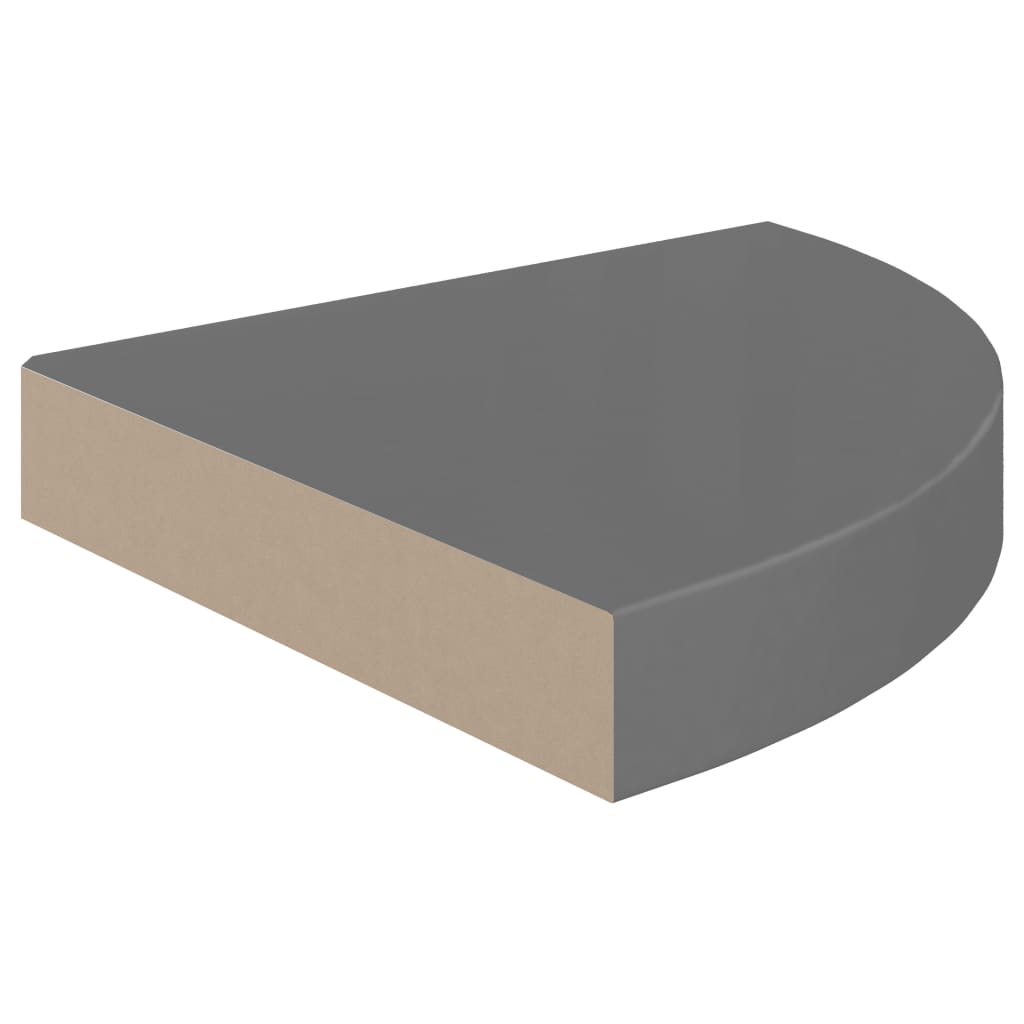 Flytende vegghylle høyglans grå 25x25x3,8 cm MDF
