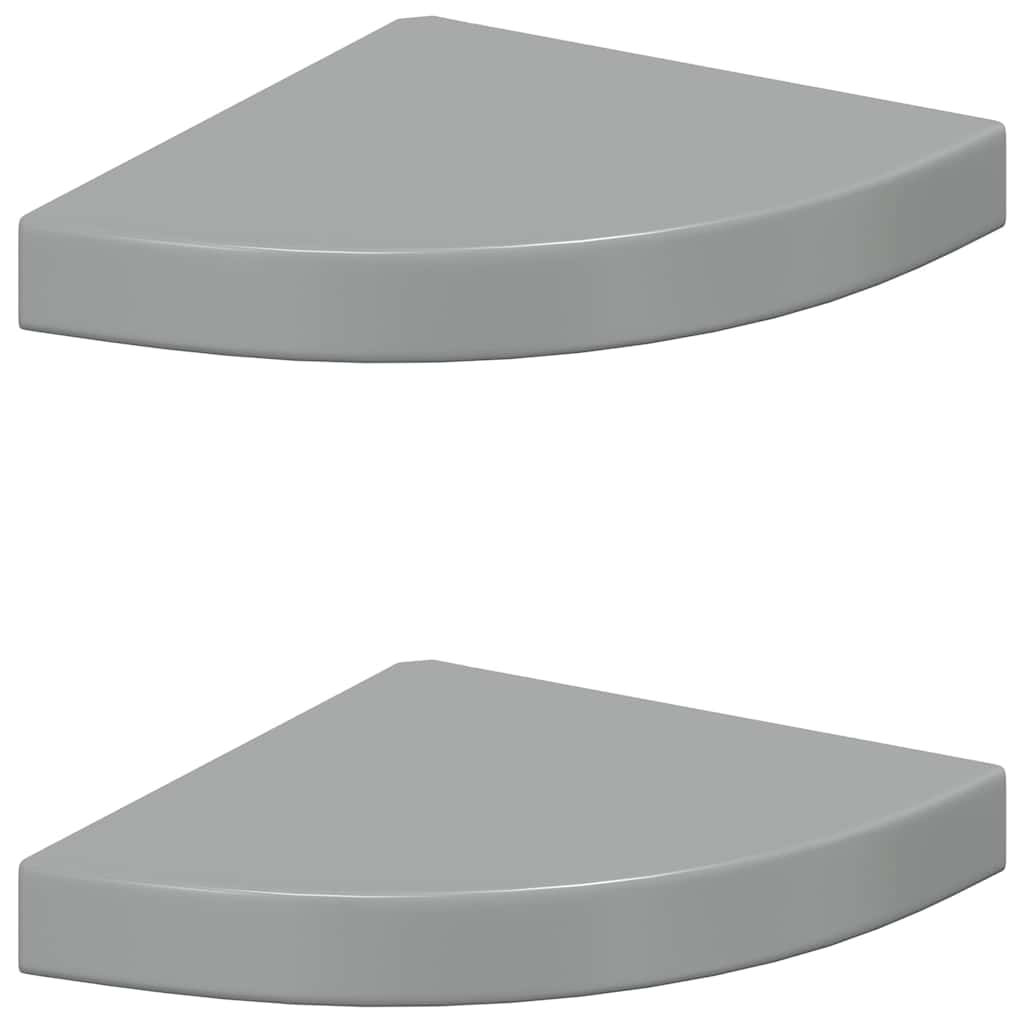 Flytende vegghyller 2 stk høyglans grå 25x25x3,8 cm MDF vidaXL