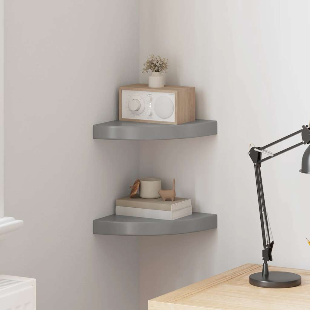 Flytende vegghyller 2 stk høyglans grå 25x25x3,8 cm MDF vidaXL