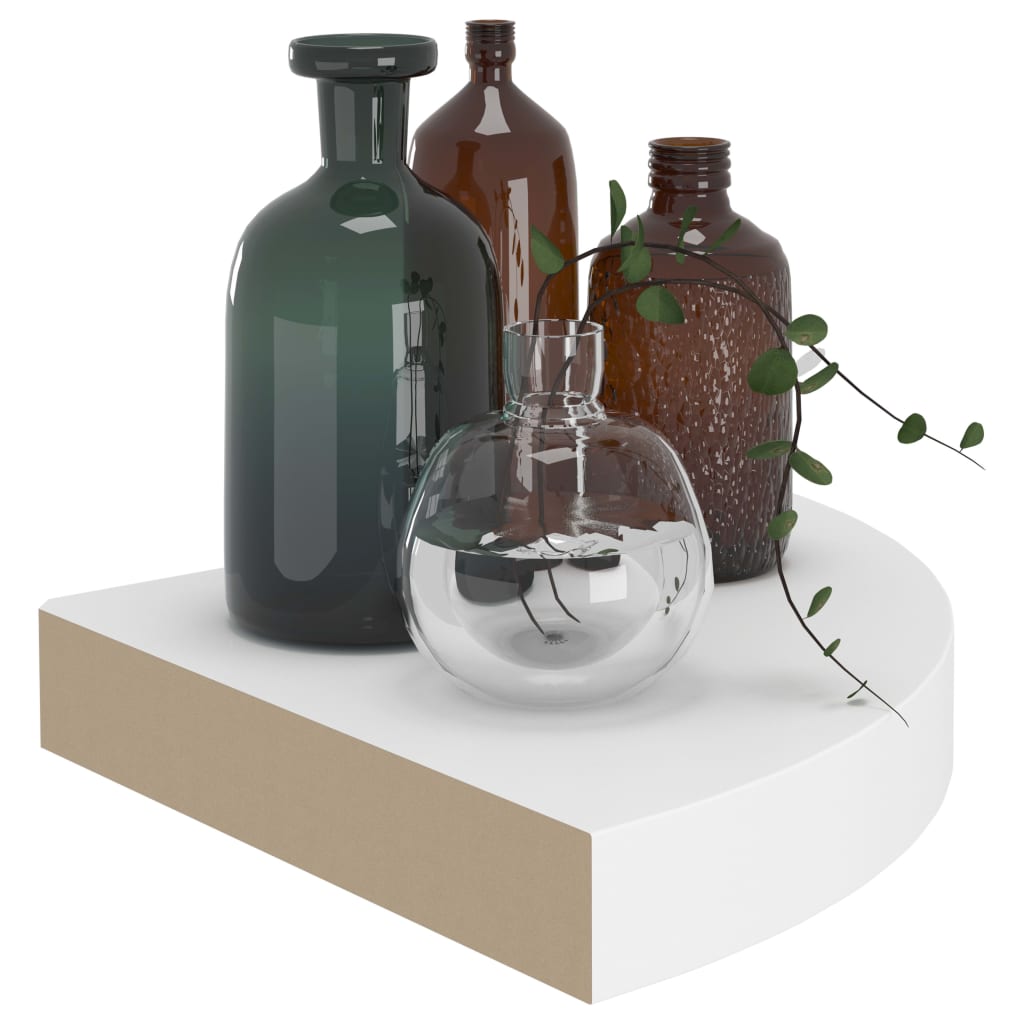 Flytende vegghyller 2 stk hvit 25x25x3,8 cm MDF