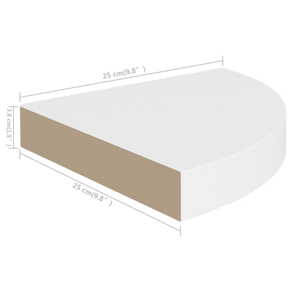 Flytende vegghyller 2 stk hvit 25x25x3,8 cm MDF