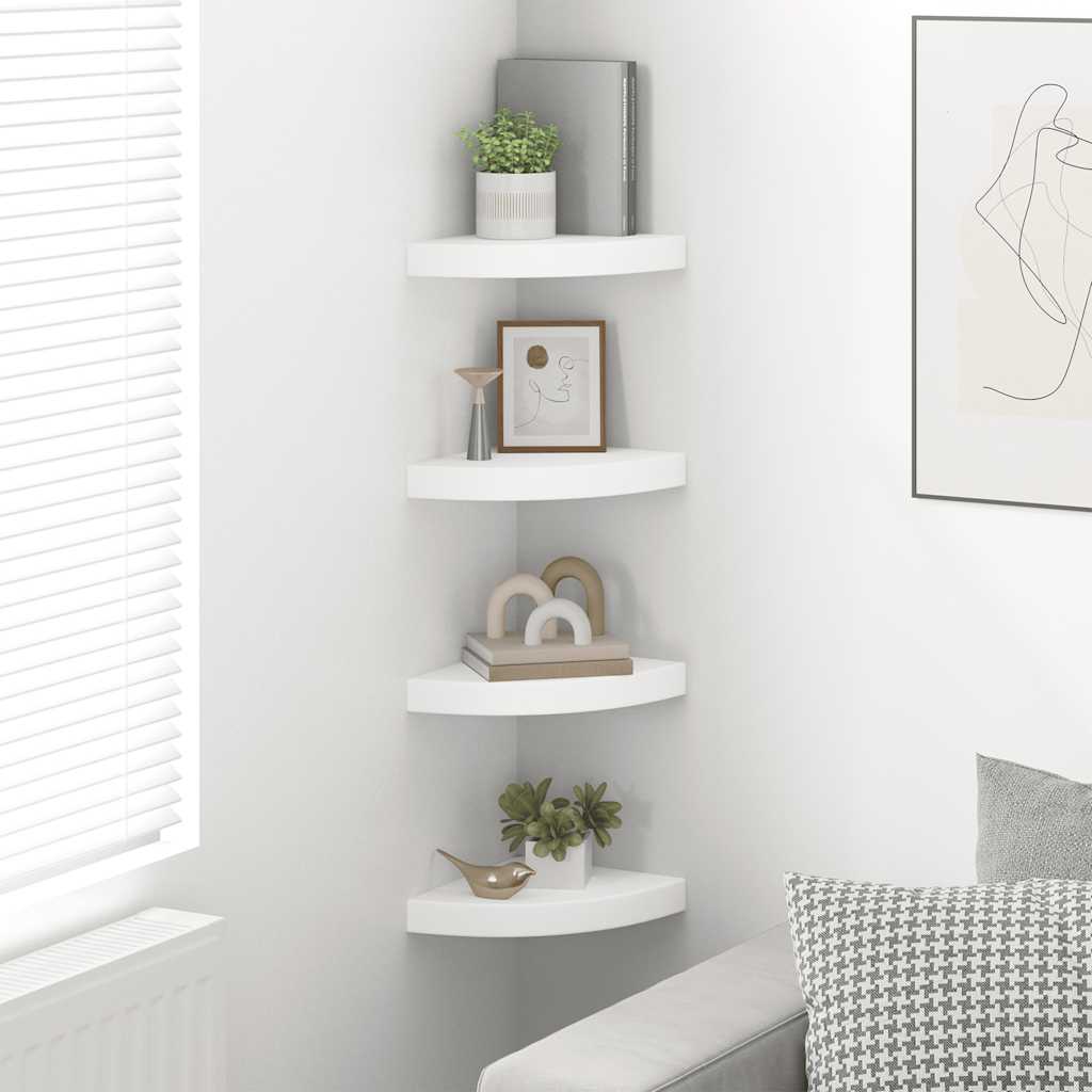 Flytende vegghyller 4 stk hvit 25x25x3,8 cm MDF