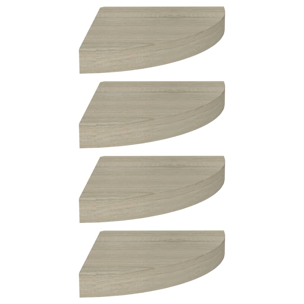 Flytende vegghyller 4 stk eik 25x25x3,8 cm MDF