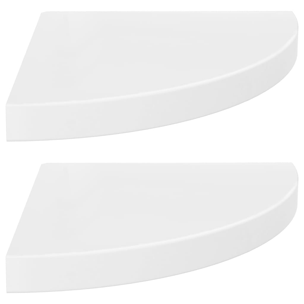 Flytende vegghyller 2 stk høyglans hvit 35x35x3,8 cm MDF
