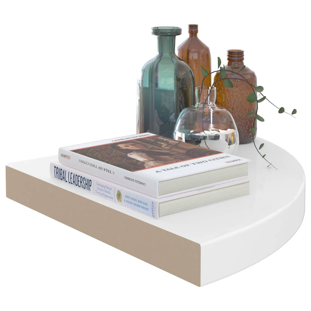 Flytende vegghyller 2 stk høyglans hvit 35x35x3,8 cm MDF