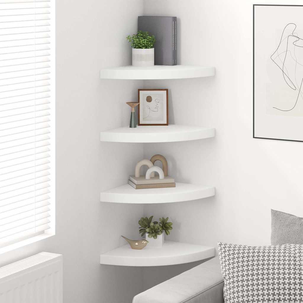 Flytende vegghyller 4 stk hvit 35x35x3,8 cm MDF