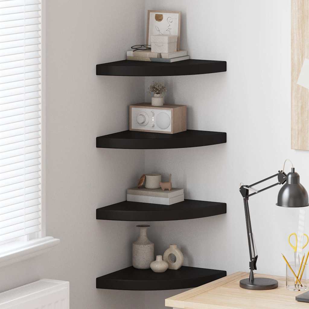 Flytende vegghyller 4 stk svart 35x35x3,8 cm MDF