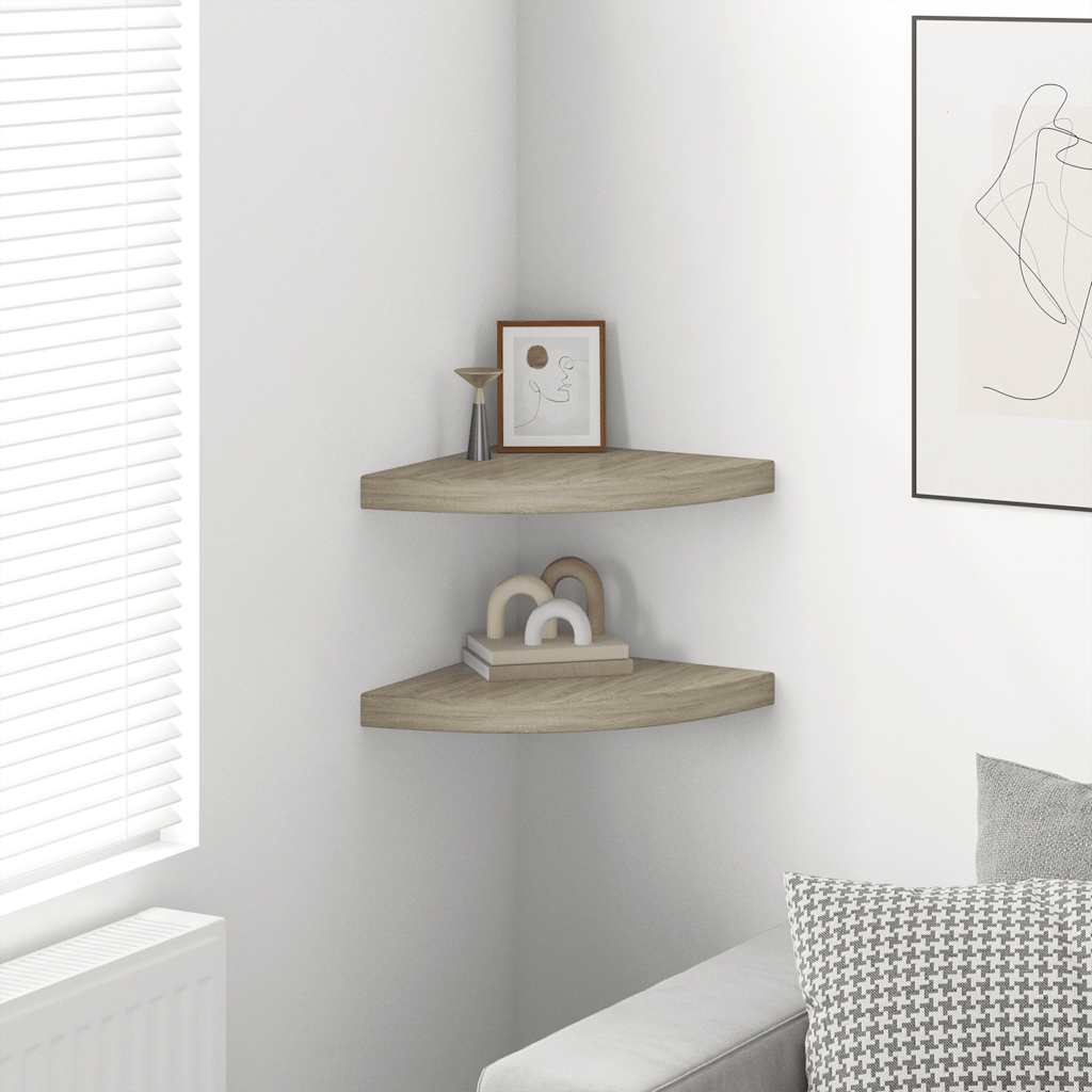 Flytende vegghyller 2 stk eik 35x35x3,8 cm MDF