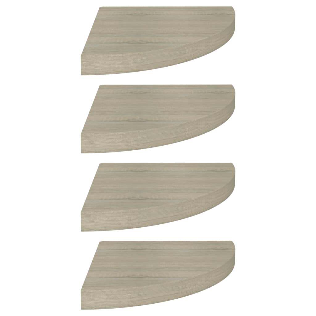 Flytende vegghyller 4 stk eik 35x35x3,8 cm MDF