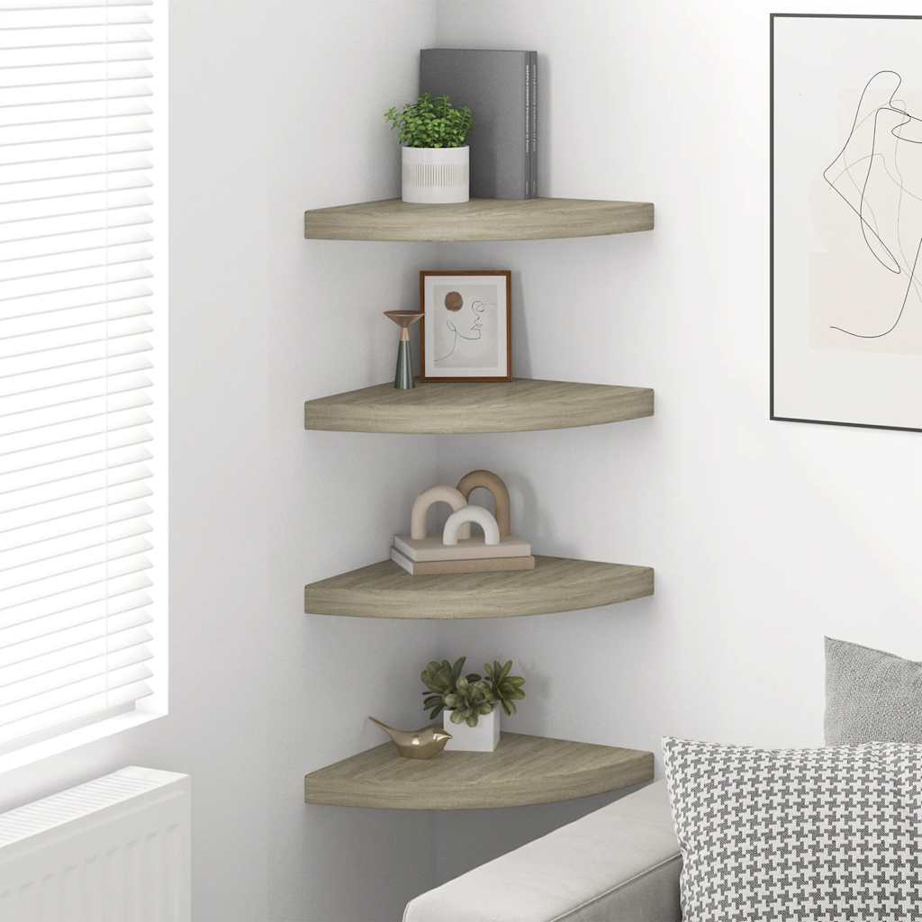 Flytende vegghyller 4 stk eik 35x35x3,8 cm MDF