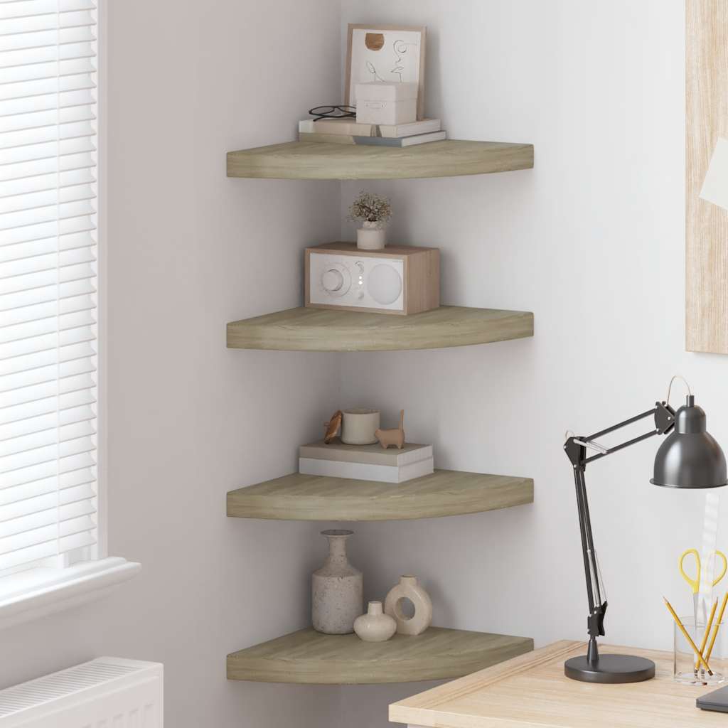 Flytende vegghyller 4 stk eik 35x35x3,8 cm MDF