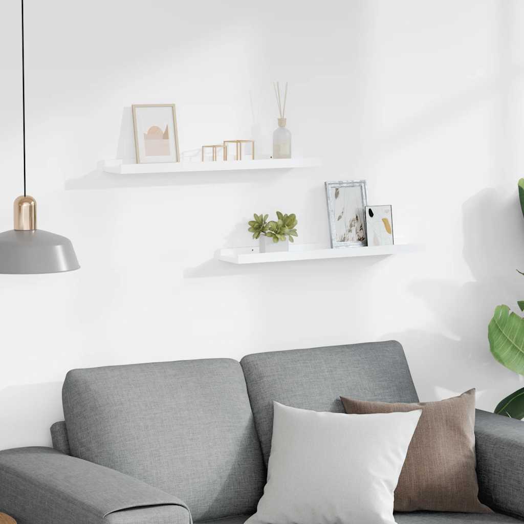 Flytende vegghyller 2 stk hvit 60x9x3 cm MDF