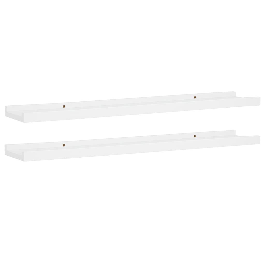 Flytende vegghyller 2 stk hvit 80x9x3 cm MDF