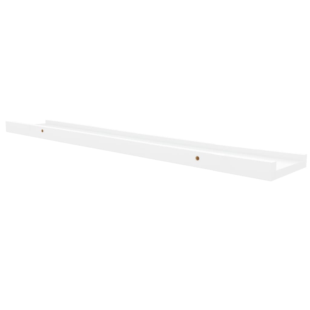 Flytende vegghyller 2 stk hvit 80x9x3 cm MDF