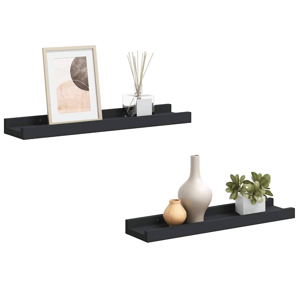 Flytende vegghyller 2 stk svart 40x9x3 cm MDF