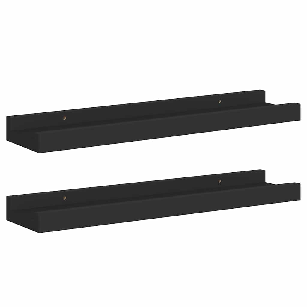 Flytende vegghyller 2 stk svart 40x9x3 cm MDF