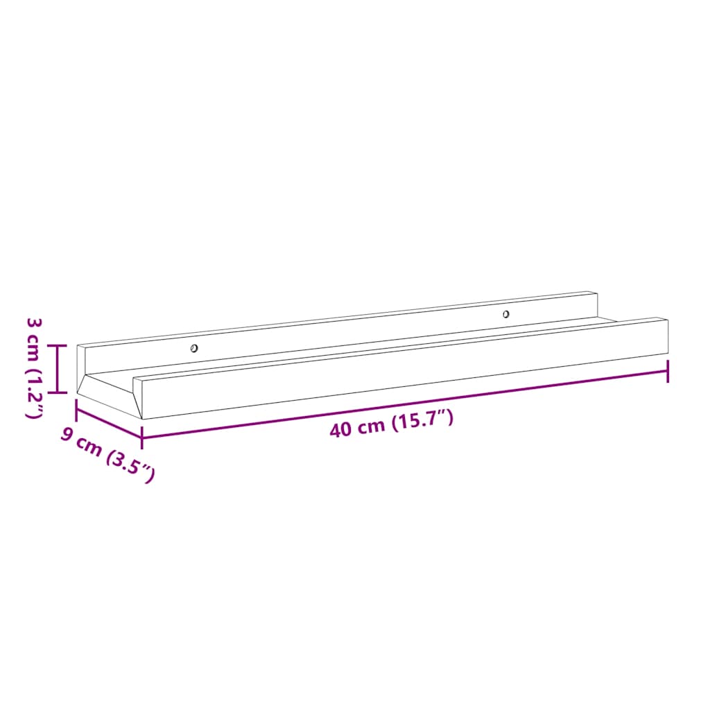 Flytende vegghyller 2 stk svart 40x9x3 cm MDF
