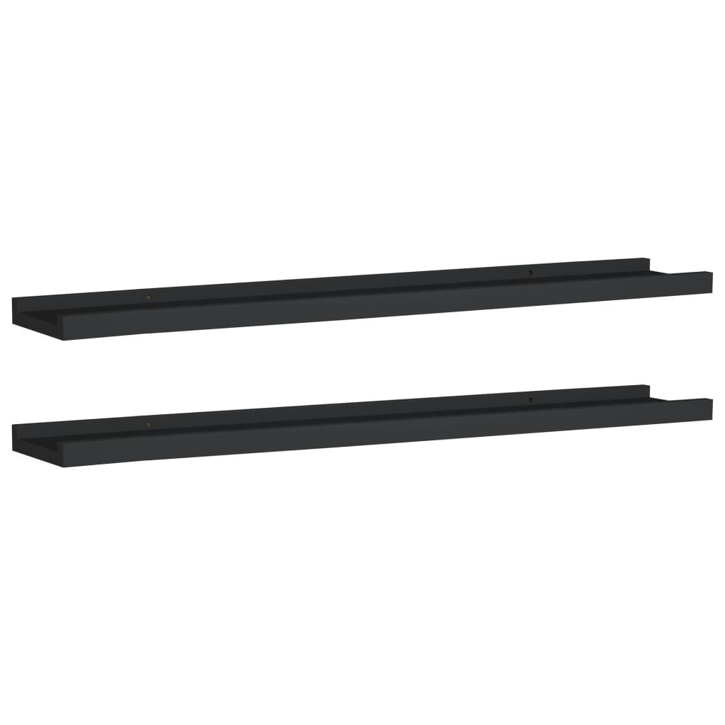 Flytende vegghyller 2 stk svart 80x9x3 cm MDF