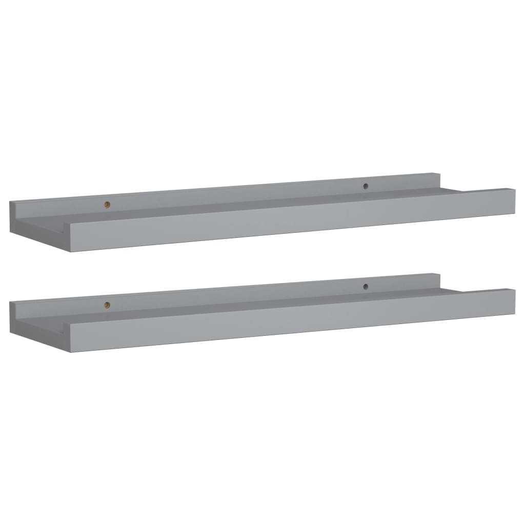 Flytende vegghyller 2 stk grå 40x9x3 cm MDF