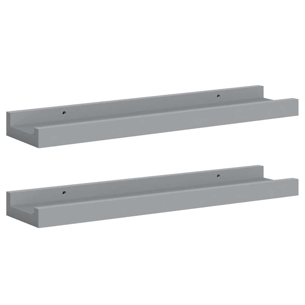 Flytende vegghyller 2 stk grå 40x9x3 cm MDF