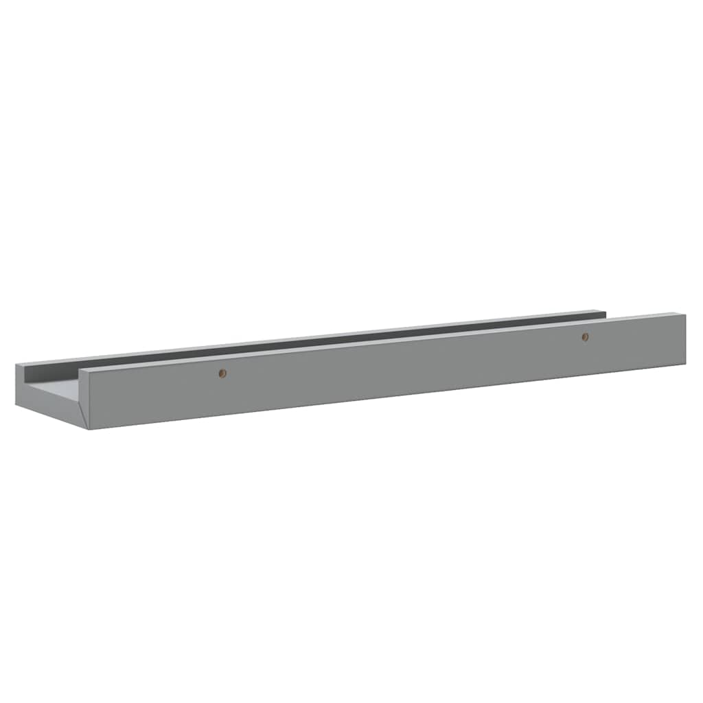 Flytende vegghyller 2 stk grå 40x9x3 cm MDF