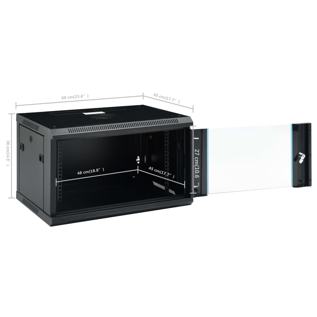 Nettverksskap 6U veggmontert 19" IP20 600x450x350 mm