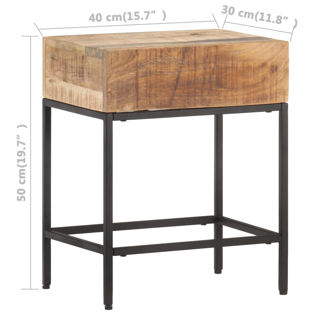 Sidebord 40x30x50 cm grovt heltre mango