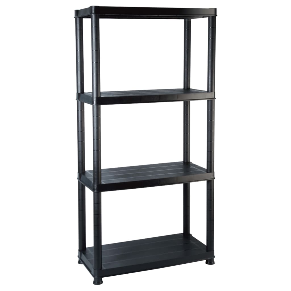 Oppbevaringshylle 4 nivåer svart 61x30,5x130 cm plast