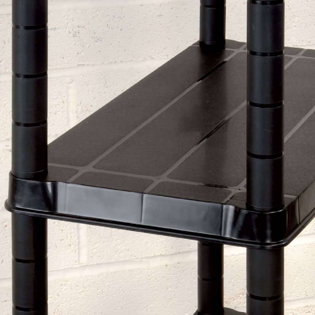 Oppbevaringshylle 4 nivåer svart 61x30,5x130 cm plast