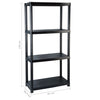Oppbevaringshylle 4 nivåer svart 61x30,5x130 cm plast