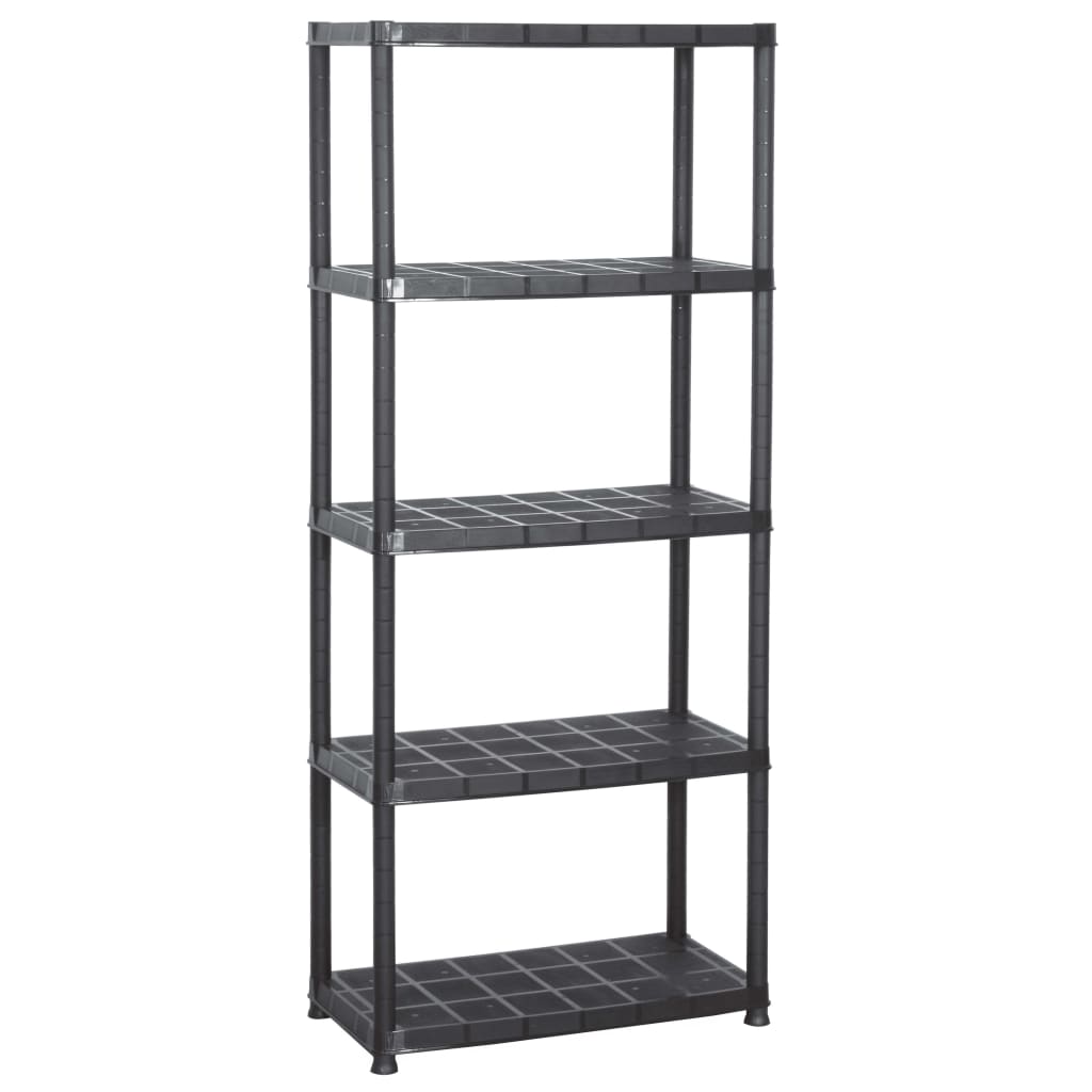 Oppbevaringshylle 5 nivåer svart 71x38x170 cm plast