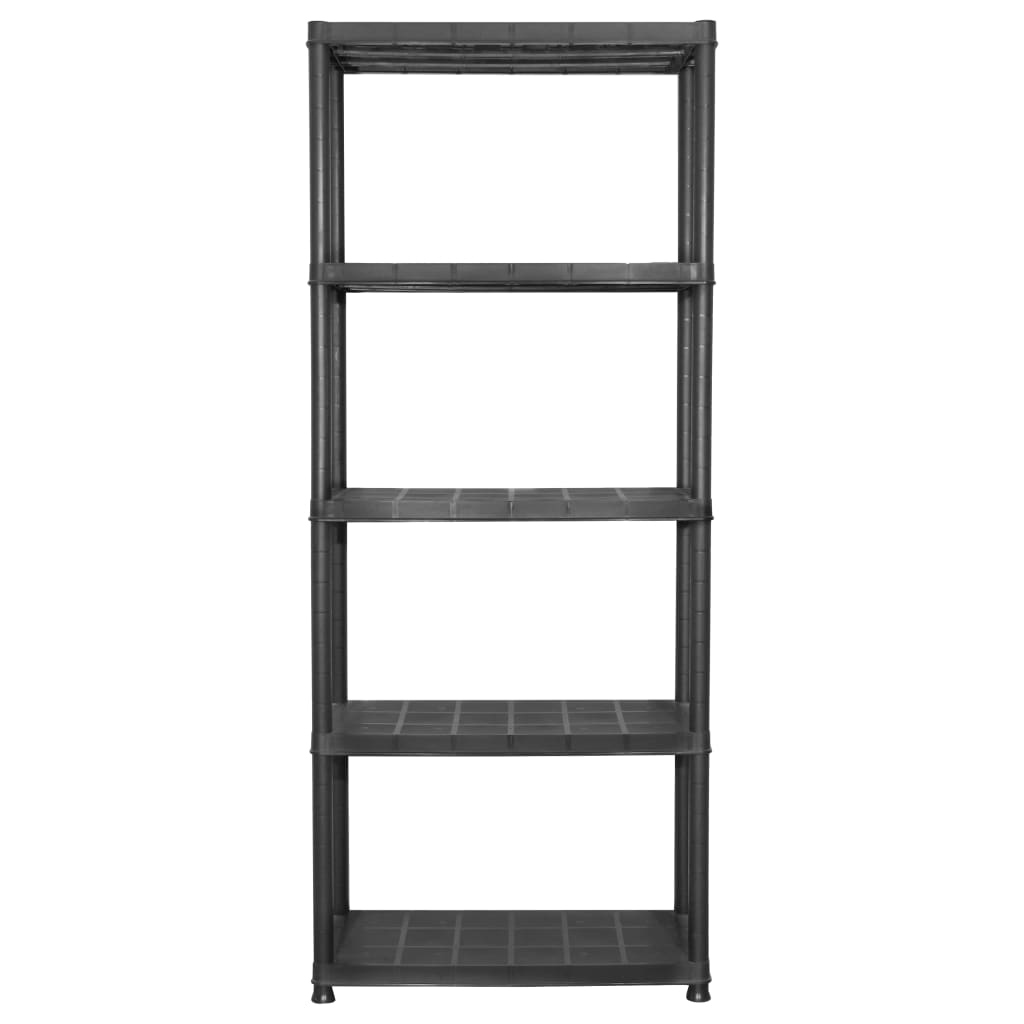 Oppbevaringshylle 5 nivåer svart 71x38x170 cm plast