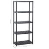 Oppbevaringshylle 5 nivåer svart 71x38x170 cm plast