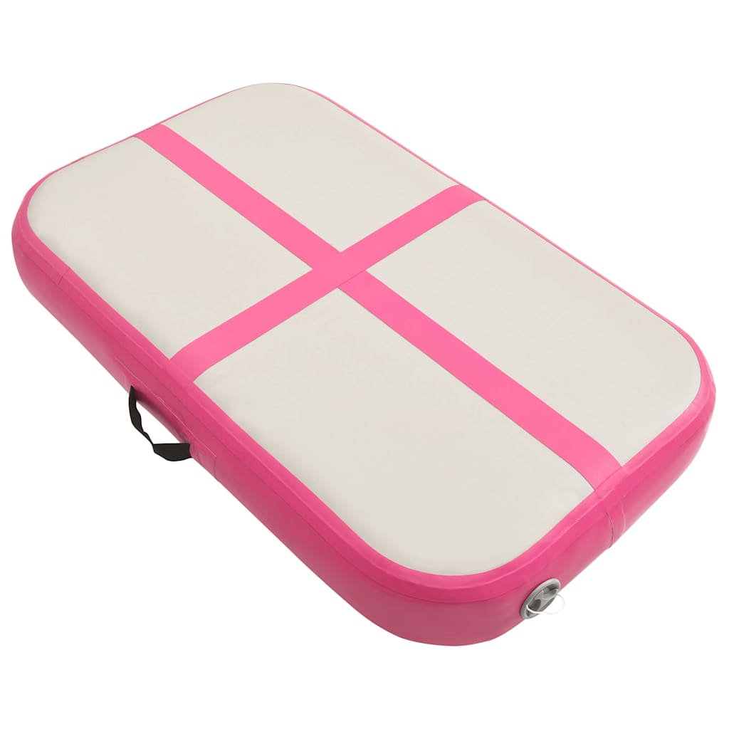 Oppblåsbar gymnastikkmatte med pumpe 60x100x15 cm PVC rosa