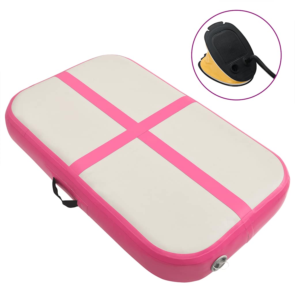 Oppblåsbar gymnastikkmatte med pumpe 60x100x20 cm PVC rosa