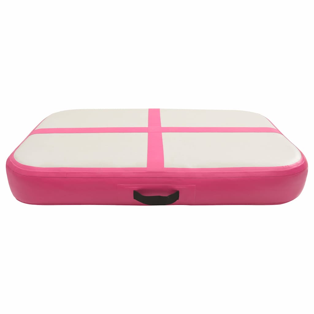 Oppblåsbar gymnastikkmatte med pumpe 60x100x20 cm PVC rosa
