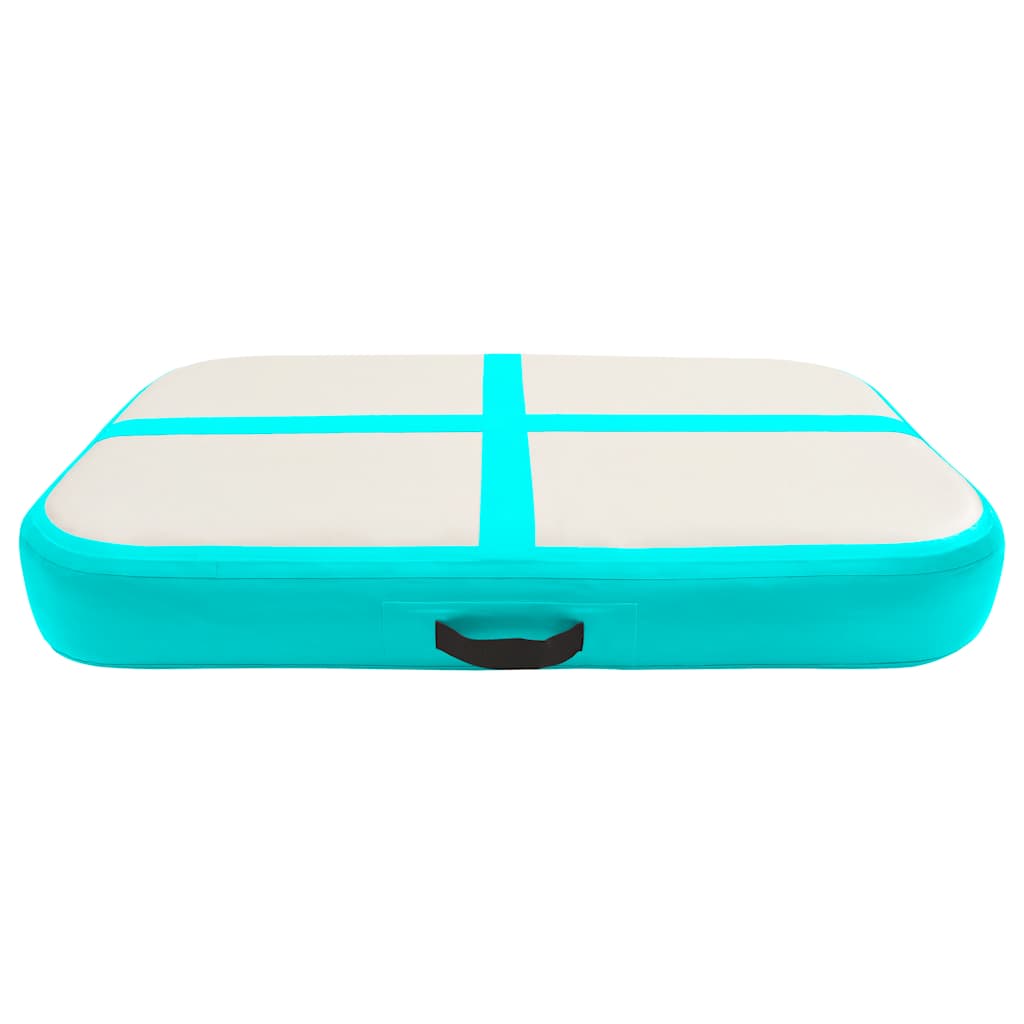 Oppblåsbar gymnastikkmatte med pumpe 60x100x20 cm PVC grønn
