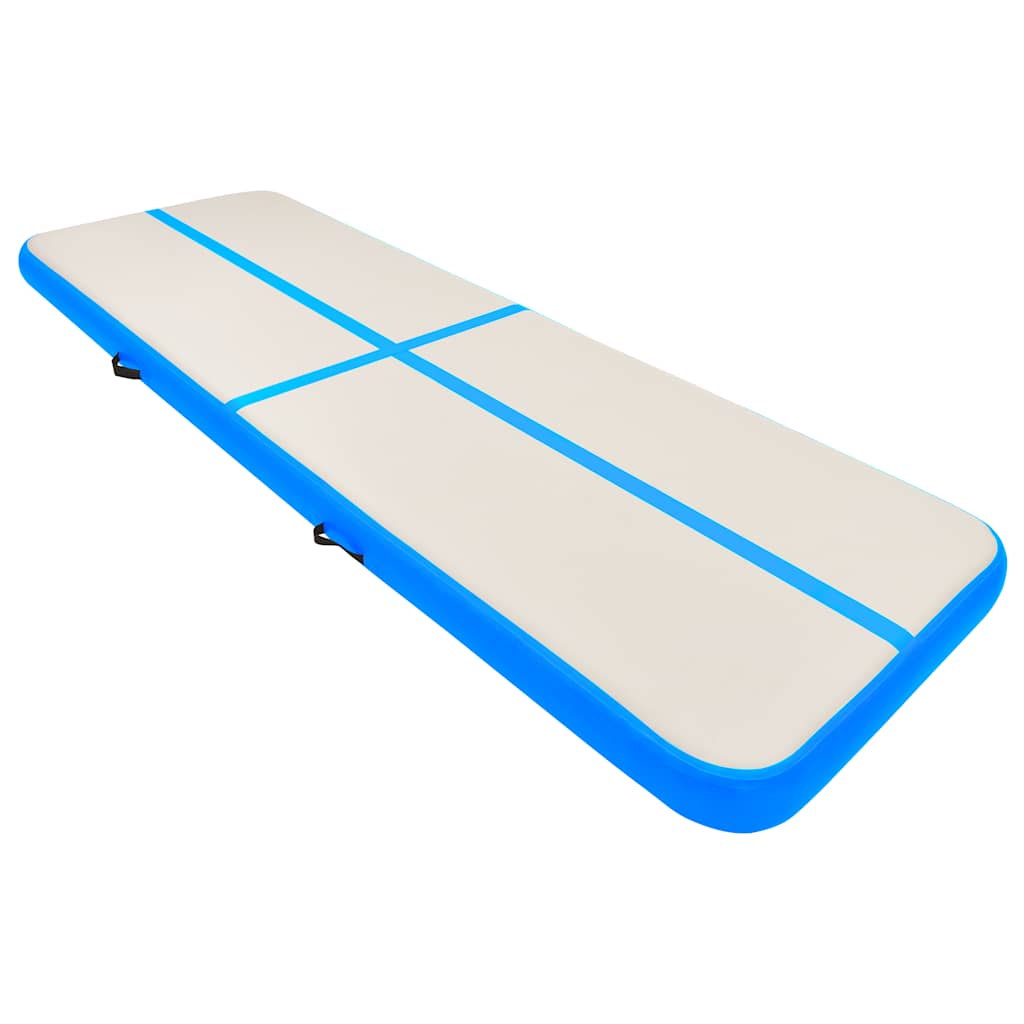 Oppblåsbar gymnastikkmatte med pumpe 300x100x15 cm PVC blå