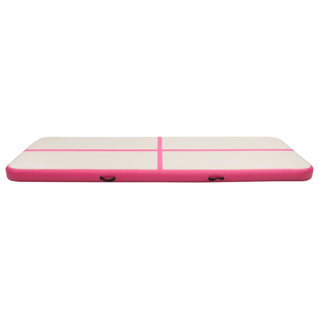 Oppblåsbar gymnastikkmatte med pumpe 400x100x15 cm PVC rosa