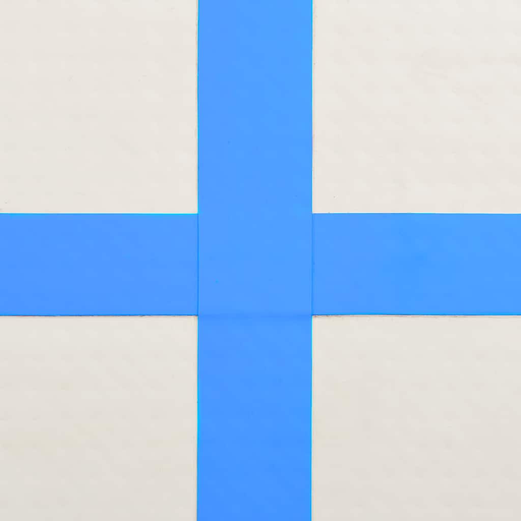 Oppblåsbar gymnastikkmatte med pumpe 400x100x15 cm PVC blå