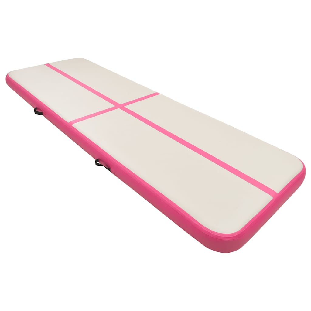 Oppblåsbar gymnastikkmatte med pumpe 500x100x15 cm PVC rosa