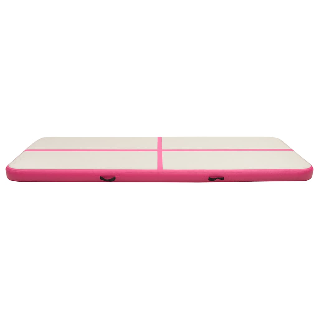 Oppblåsbar gymnastikkmatte med pumpe 500x100x15 cm PVC rosa