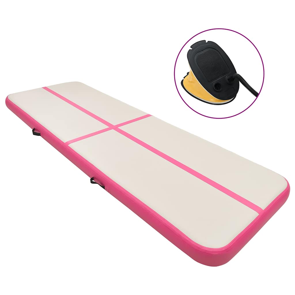 Oppblåsbar gymnastikkmatte med pumpe 700x100x15 cm PVC rosa
