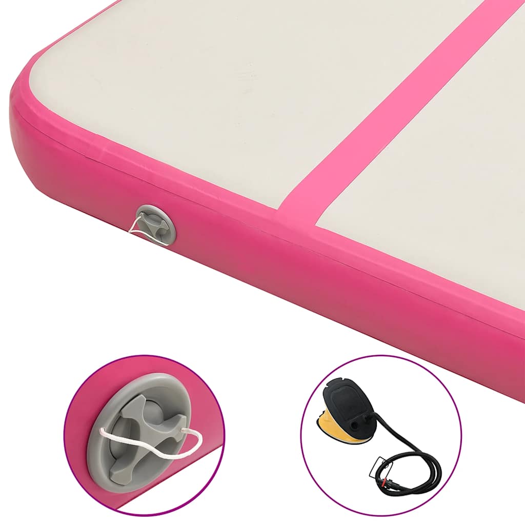Oppblåsbar gymnastikkmatte med pumpe 700x100x15 cm PVC rosa