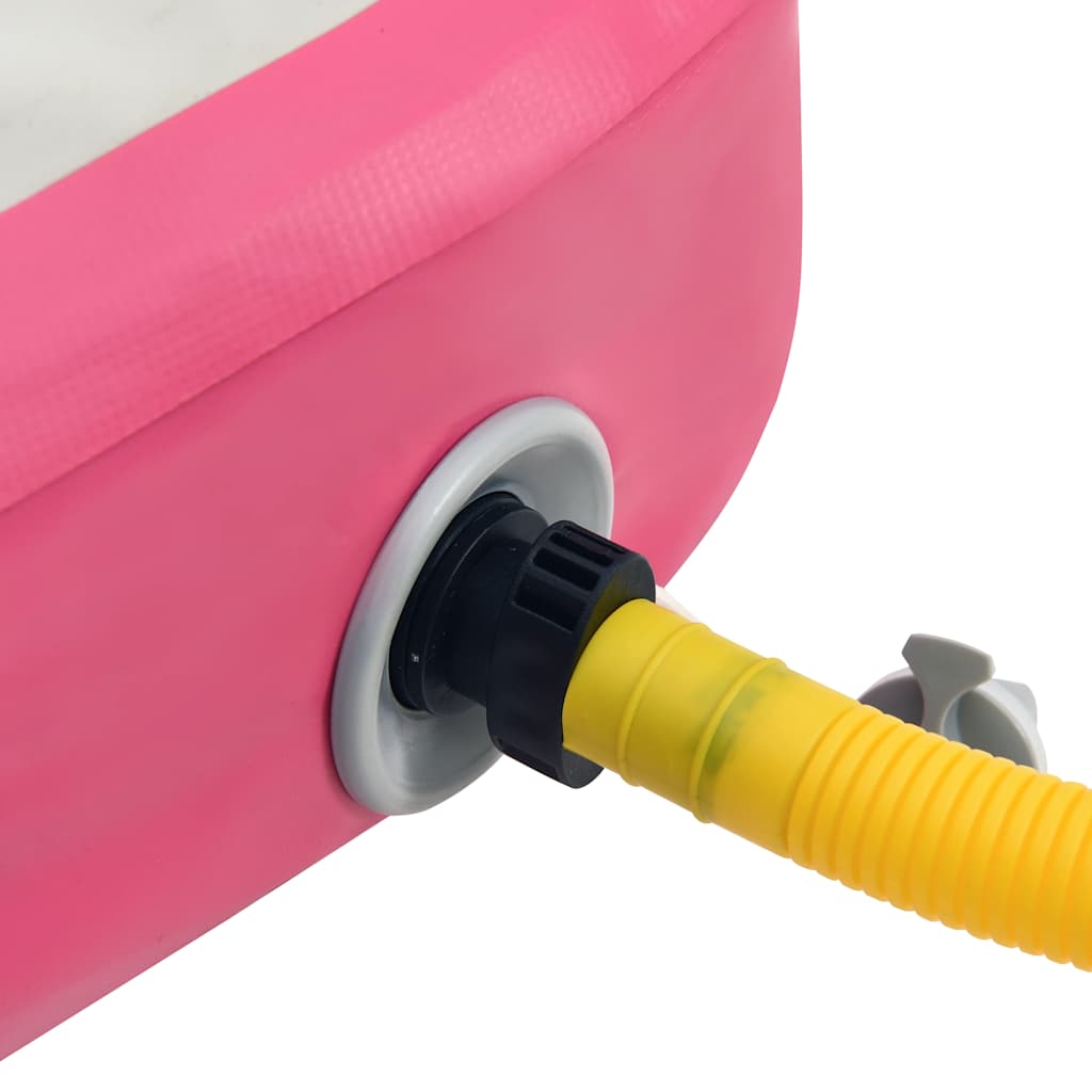 Oppblåsbar gymnastikkmatte med pumpe 700x100x15 cm PVC rosa