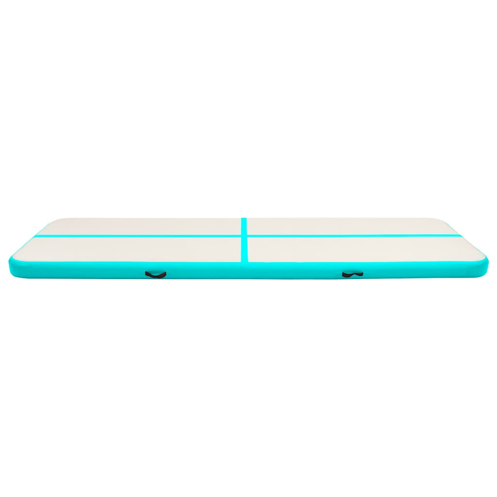 Oppblåsbar gymnastikkmatte med pumpe 700x100x15 cm PVC grønn