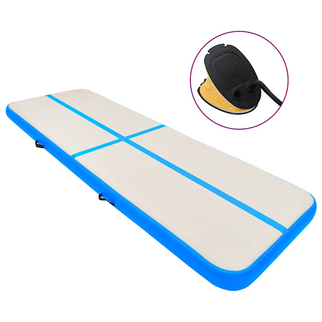 Oppblåsbar gymnastikkmatte med pumpe 800x100x15 cm PVC blå