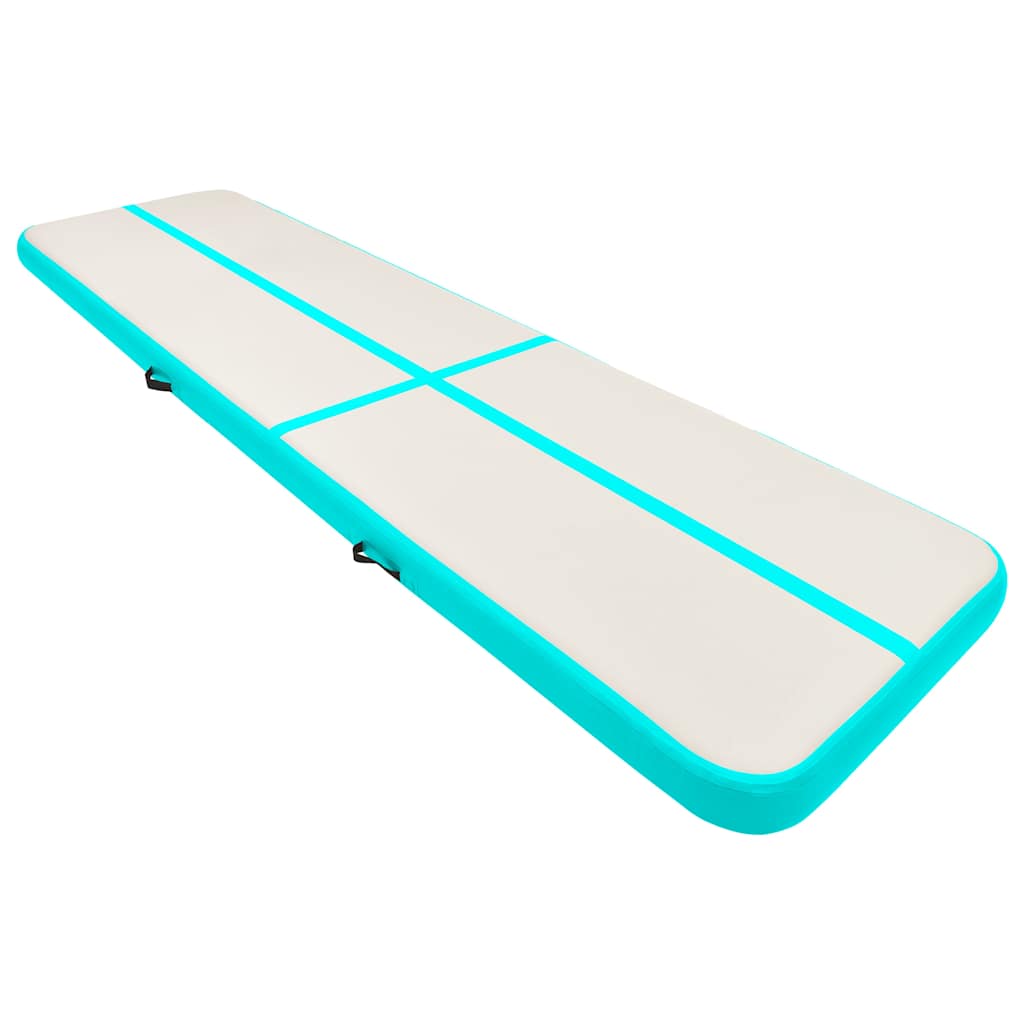 Oppblåsbar gymnastikkmatte med pumpe 800x100x15 cm PVC grønn