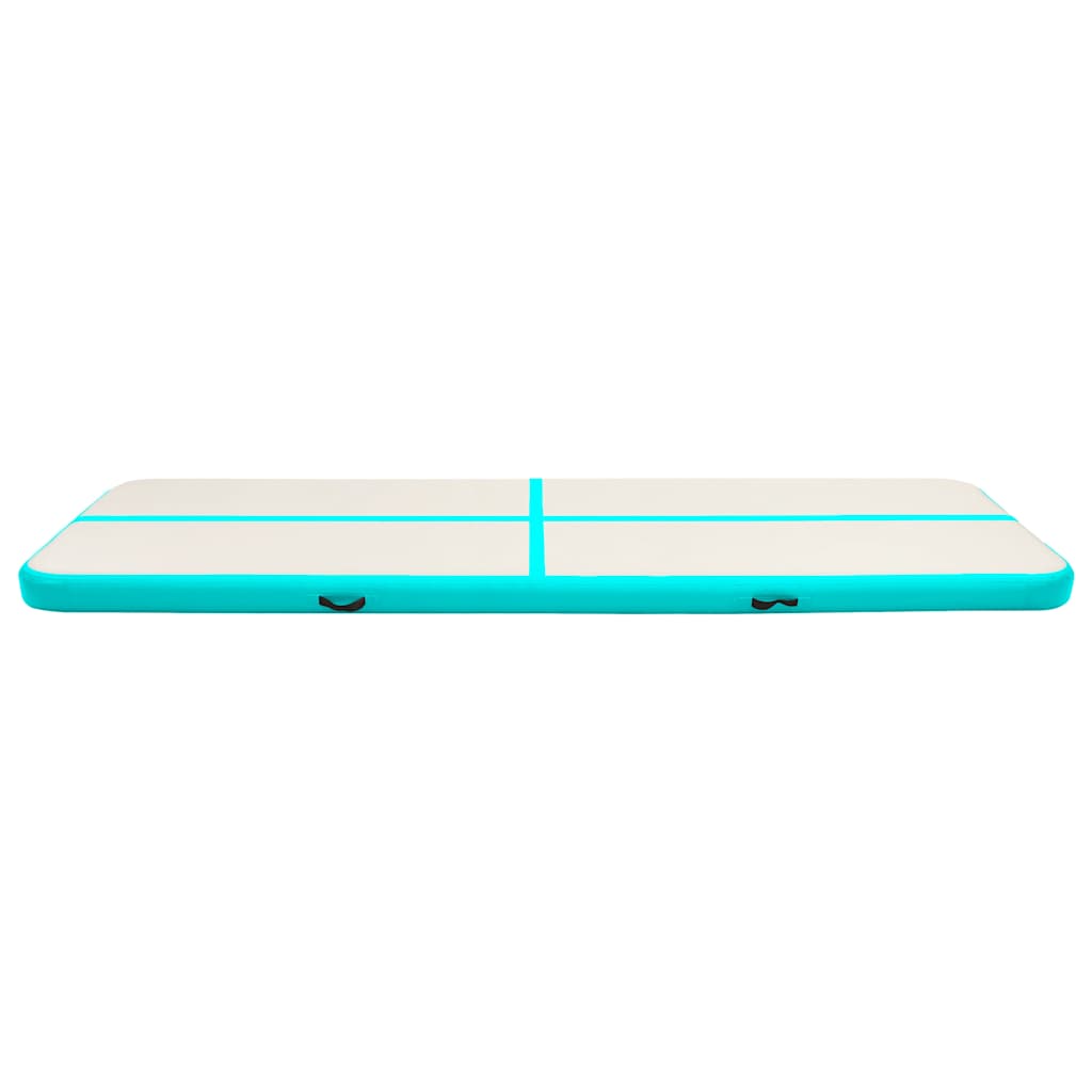 Oppblåsbar gymnastikkmatte med pumpe 800x100x15 cm PVC grønn